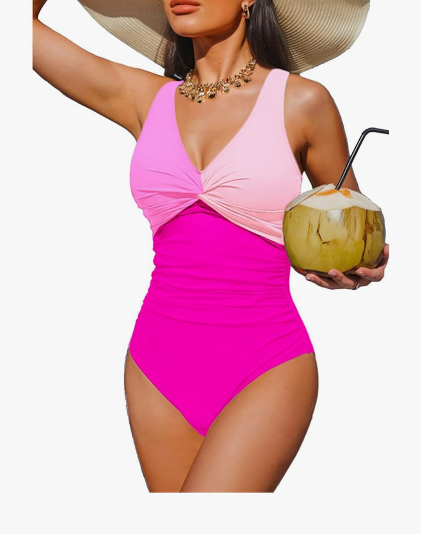Holipick Women Tummy Control One Piece Swimsuit - Push Up Bathing Suit Full Coverage Slimming Swimwear, Size Medium