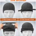 BEACE Silk Satin Lined Pre-Tied Turban Durag Head Wrap for Men & Women, Halo Turban Skull Cap Bonnet Hair Cover for Sleeping (X-Large, Black/Green)