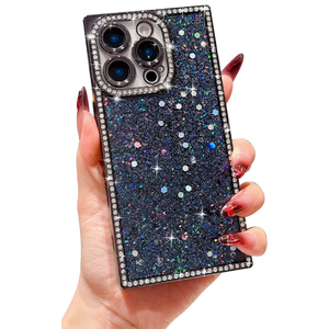 Owncase for iPhone 14 Pro Case Glitter, Crystal Diamonds Shiny Bling Sparkly Electroplated Edge Shockproof Soft TPU Bumper Phone Case for Women Girls, Black