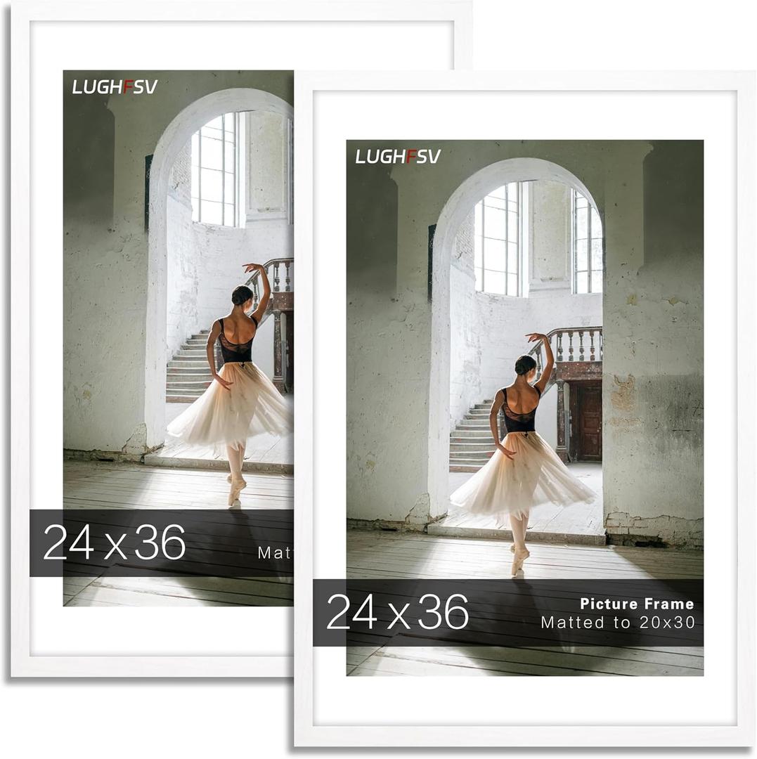 24x36 Large Picture Frame for Wall, Vertical or Horizontal Wall Hanging Large Poster Frame for Photo and Posters, Poster Frame 20x30 with Mat 24x36 Without Mat (White) 24x36 Large Picture Frame for Wall, Vertical or Horizontal Wall Hanging Large Poster Frame for Photo and Posters, Poster Frame 20x30 with Mat 24x36 Without Mat (White)