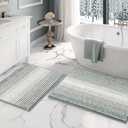 BSICPRO Bathroom Rugs and Mats Sets, 2 Piece Thick Absorbent Chenille Bath Mat Rug Set Non Slip, Soft Shaggy Bath Room Floor Mats for Bathroom, Machine Washable (Light Gray, 20" x 32" Plus 16" x 24")