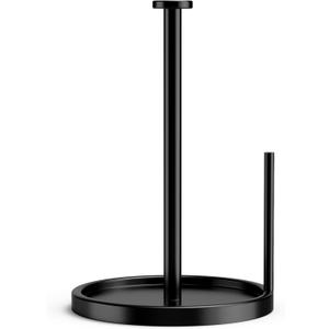 Swaitee Paper Towel Holder Countertop, Anti Slip Base, Black, Freestanding Paper Towel Roll Stand with Weighted Base for Kitchen Bathroom, Black