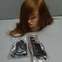 Mannequin Head with 100% Real Hair for Cosmetology, CENOZ 18" Light Brown Hairdresser Training Head with Clamp Holder and Tool, Doll Head Mannequin Head for Hair Styling Practice
