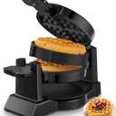 Waffle Maker, 1400W Double Belgian Waffle Iron 180° Flip, 8 Slices in 3 Mins, Rotating & Nonstick Plates, Anti-Scald, Removable Drip Tray Easy to Clean, Cool Touch Handle, Space-Saving Storage(Black)