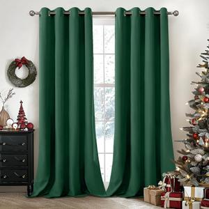 YoungsTex Emerald Green Velvet Curtains 84 Inch Length for Living Room, Blackout Drapes with Grommet Room Darkening Window Treatments for Bedroom, 2 Panels, 52 X 84 Inch