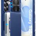 ATATOO for Samsung Galaxy S25 Case Wallet with HD Tempered Glass Screen Protector [2 Pack], Build-in Card Holder, Slide Camera Cover, Military Grade Protection, Hard Case for Galaxy S25 6.2", Blue