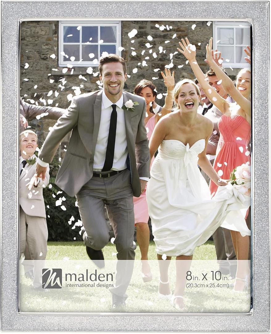 Malden International Designs 8x10 Silver Glitter Metal Picture Frame