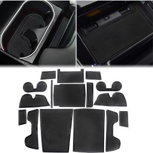 Auovo Cup Holder Inserts Liners Compatible with Subaru Solterra 2023-2025 Toyota BZ4X Accessories 2025 2024 2023 2022 Cup Holder Coasters Center Console Liners Door Pocket Mats 16PCS (Black)