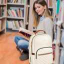 MATEIN Lightweight School Backpack for Women, 15.6 Inch Laptop Backpack | Slim Design, Fashion Teacher Nurse Bag, with Leather Handles, Casual Daypack Perfect, for Work and Commute, Beige