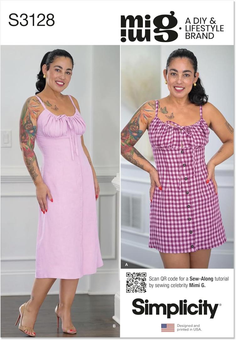 Simplicity SS3128K5 Misses' Fitted Mini and Midi Dress Sewing Pattern Packet by Mimi G Style, Design Code S3128, Sizes 8-10-12-14-16