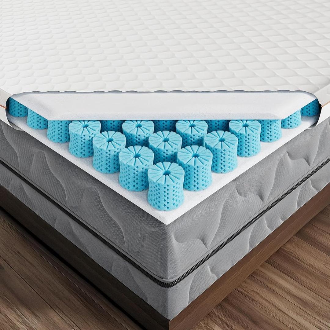 Dormeo RV King Cooling Mattress Topper, 3-Inch with Octaspring Technology for Optimal Back Support, Medium Firmness
