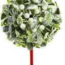 Mistletoe Kissing Ball, Artificial Mistletoe Christmas Decor Hanging Kissing Ball with Bell Berries,Christmas Hanging Ornaments for Doorway Kitchen Decorations (Bell - White), 4 Pack