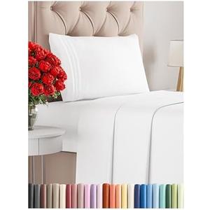 Twin XL Size 1 Piece Sheet Set - Comfy Breathable & Cooling Bed Sheets Set - Hotel Luxury Bedding for Women, Men, Kids, Teens, Boys & Girls - Deep Pockets, Ultra-Soft, Wrinkle Free - Oeko-Tex - White