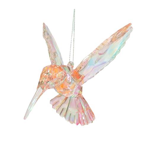 Hummingbird Ornament Decor Figurines Acrylic Hanging Hummingbirds Crystal Suncatcher Bird Figurine for Home Decorative Tree Ornaments Charm Humingbird Party Decorations(Iridescent)