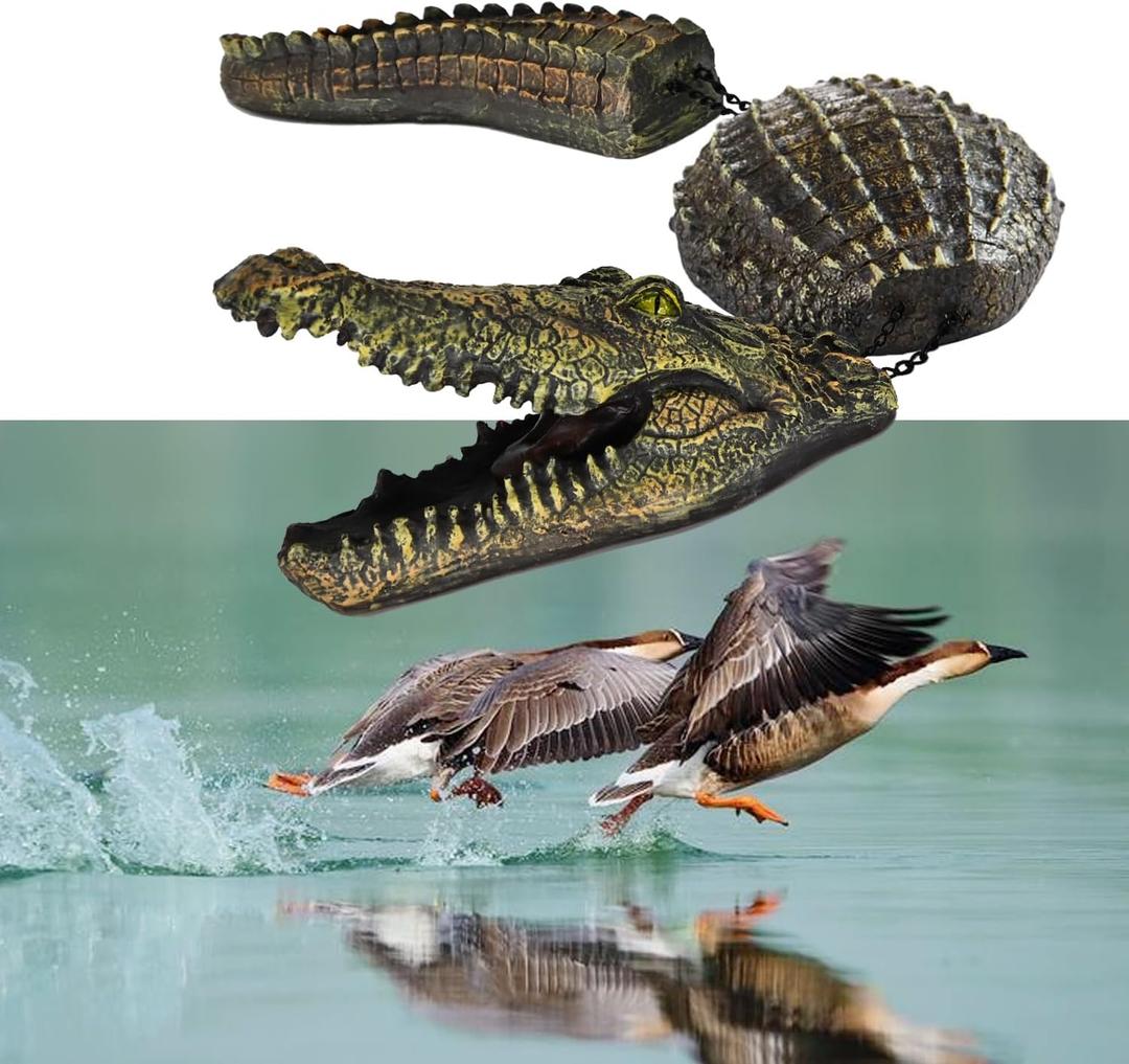 Alligator Pool Float Scary Decor - Gator Scare Away Geese Duck Bird Animal Large Crocodile Statue Floating Pond Decor Outdoor Garden Yard Lake Halloween Swimming Pool Decorations