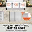 VEVOR BBQ Double Outdoor Kitchen Door, 26W x 24H Inch, Stainless Steel Flush Mount, Vertical Wall Door with Recessed Handles, for Grilling Station