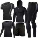 BOOMCOOL 5PCS Gym Clothes for Men Workout Sets (Black, XL)