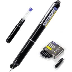 WRITECH Retractable Fountain Pen Set: Fine Nib Black Ink Pens Includes 5 Ink Cartridges Smooth Writing for Sketching Journaling Calligraphy Gift (Black)