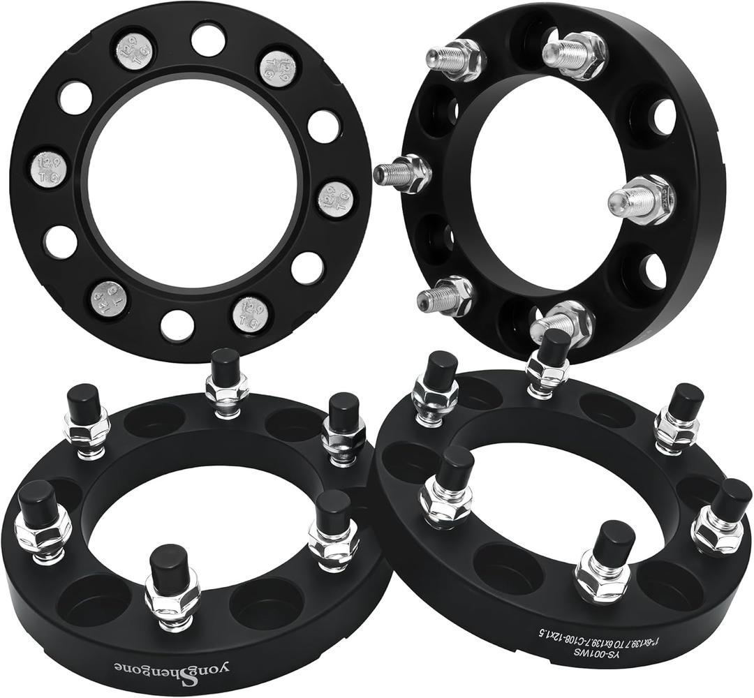 YONGSHENGONE 6x5.5 (6x139.7) Wheel Spacers 1" - Hubcentric 108mm Bore & M12x1.5 Studs - Forged for Toyota Tacoma (1995-2023), 4Runner (1989-2023), Tundra, FJ Cruiser, Land Cruiser, GX460, GX470, 4Pcs