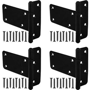 Wmebee 5 in T-Strap Heavy Duty Gate Hinges 260 Lbs Capacity,4 Pack Extra Thick Shed Door Tee Hinges, Black Wrought Hardware for Wooden Fences, Barn Door, Screws Included (Black, 5 in -4 pcs)