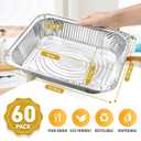 VISCOO 60 Pack Aluminum Pans - 9x13 Inch Disposable Foil Pans Baking Aluminum Trays, Food Grade Heavy Duty Tin Foil Pans for Baking, Roasting, Cooking, Meal Prep and Freezer, Steam Tables