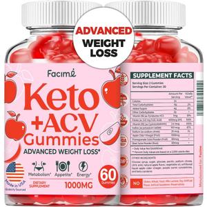 Premium Keto ACV Gummies  Keto Gummies Supplement for Women and Men, with 1000MG Apple Cider Vinegar & Vitamin B12, Detox & Cleanse  Vegan, Non-GMO, Made in USA  60 Gummies