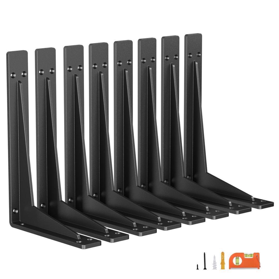 NEODROP 18 Inch Heavy Duty Shelf Brackets, Premium Metal Wall Bracket for Mantel, Countertop Support, Garage Storage Shelves | High Strength Corner Brace | 8-Pack Floating Shelf Hardware