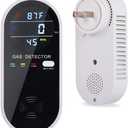 Natural Gas Detector, 3 in 1 Plug-in Propane Gas Detector(Gas, Temperature and Humidity Display), Combustible Gas Detector for Home & RV Gas Leak Detector for LNG, LPG, Methane