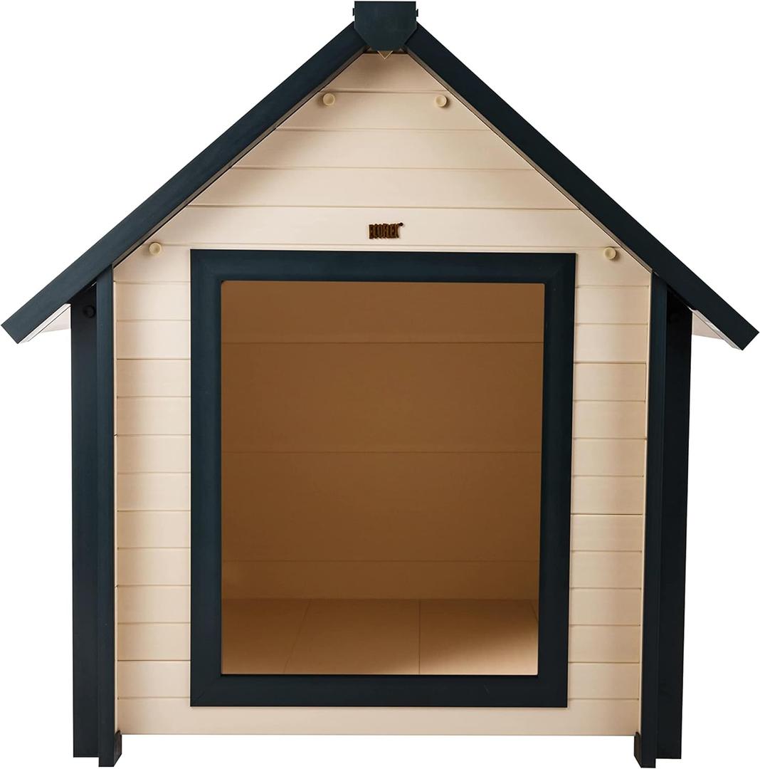 New Age Pet ECOFLEX Bunk Style Dog House, X-Large, Weatherproof and Easy to Clean, Elevated Floor for Ventilation, Quick Assembly, for Pets Up to 150lbs (Tan)