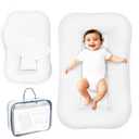 Aila + Aiden Baby Lounger | Organic Cotton Infant Lounger | Adjustable & Portable Floor Lounger |Supervised Use | Soft, Breathable, Washable Cover - Snuggle Collection - (White)