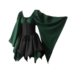 Xplanet Women's Medieval Renaissance Dress Fairy Elf Irish Victorian Gothic Vintage Costume Cosplay Lace Up Corset Dress M
