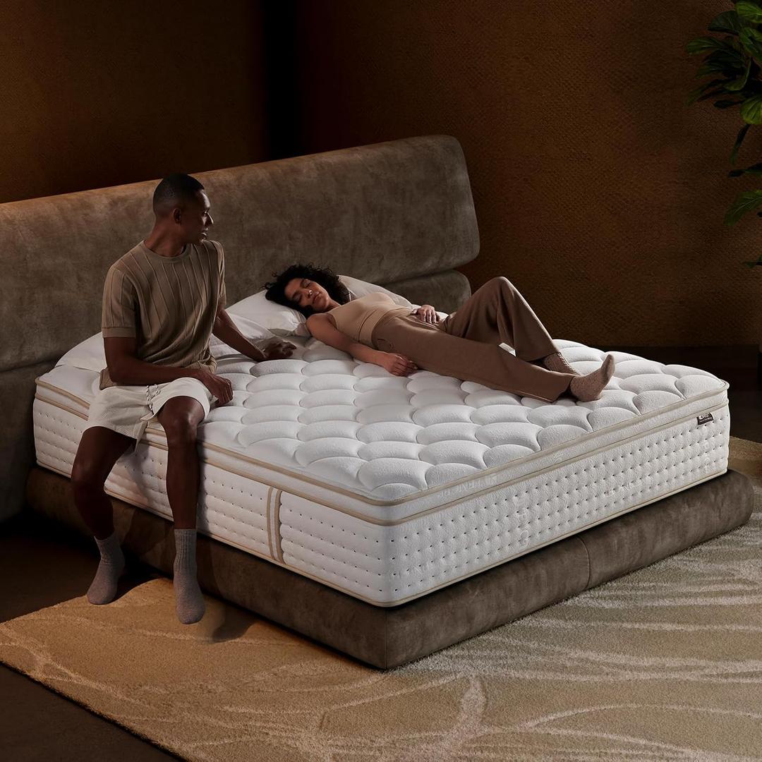 King Mattress 12 Inch Mattresses King Size in a Box, Superior Hybrid Mattress with Memory Foam for Extra Lumbar Support, Maximum Support, Firm (12 Inch, King (U.S. Standard))