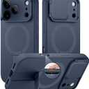 SURITCH for iPhone 17 Pro Max Case with Camera Control Cover, Camera Cover and Adjustable Kickstand, Compatible with MagSafe, Shockproof Bumper Protective Cases 6.9 Inch, Blue