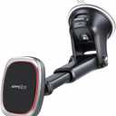 APPS2Car Magnetic Phone Mount, Dashboard & Windshield Suction Cup Car Phone Holder Mount with 6 Strong Magnets, Adjustable Telescopic Arm, Compatible with iPhone & Android Smartphones