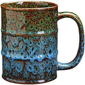 Ceramic 20 oz Coffee Mugs - Large Tea Cup for Office and Home - Dishwasher and Microwave Safe (1, Green and Blue)