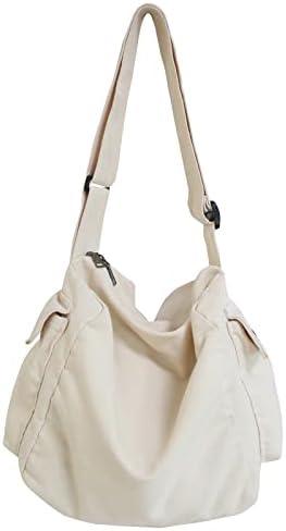 KlaOYer Canvas Messenger Bag Large Hobo Bag Crossbody Shoulder Bag Tote Bag with Pocket for Women and Men