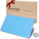 Stone Bath Mat 24"x16" - Diatomaceous Earth Shower Mat, Quick Dry, Anti-Slip, Modern Design with Bonus Non-Slip Pad - Perfect for Home Safety and Style, (Blue)