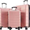 Sweetcrispy Luggage Travel Hard Shell Suitcases with TSA Lock, Pink, 3-Piece Set (20/24/28)