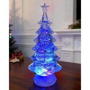 Snow Globe Christmas Tree  12.4" Battery Operated Electric Snow Globe Lantern with LED Lights & Glitter, Christmas Decorations Indoor Snow Globes Gifts for Kids,Women,Men