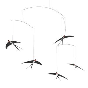 Flying Swallows Hanging Mobile Set of 5, DIY Handmade Swallow Bird Mobile Hanging Decor for Living Room and Bedroom