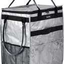 Reusable Grocery Bag On Wheels Large Capacity Shopping Trolley Foldable Rolling Tote with Outside Pocket, Heavy Duty Handle (Silver, Medium)