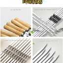 Large Size Kabob Skewers Flat Metal BBQ 22" Barbecue Skewer Wooden Handle Stainless Steel Shish Kabob Stick Wide Reusable Grilling Set Meat Shrimp Chicken Vegetable Kebab Fork Sausage-12PCS
