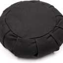 Myga Zafu Yoga Meditation Cushion with Washable Cover - Floor Cushion Pillow with Natural Buckwheat Filling - Soft Round Cotton Design for Meditating or Pranayama Exercises (Black)