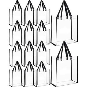 11 Packs Stadium Approved Clear Tote Bag Transparent Plastic Tote Bags with Handles See Through Clear Stadium Transparent Purse for Work Sports Concerts, 12 x 12 x 6 Inch