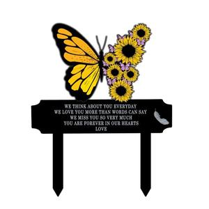 Fcimu Grave Site Decorations for Cemetery Garden Stakes for Memorial Gardens Humans Grave Blankets with Birthday Decorations Butterfly Garden Stake for Lasting Remembrance,12.2x10.2inch