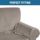 H.VERSAILTEX Stretch Velvet Loveseat Covers for 2 Cushion Couch Covers for Living Room Sofa Covers Slipcovers with Non Slip Straps Bottom, Ultra Thick Comfy Velour (Width 58"-72", Taupe)