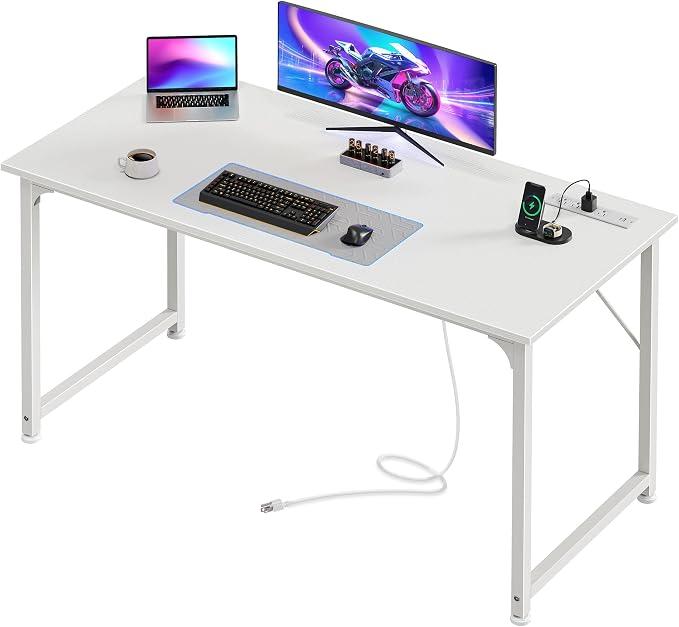 PRAISUN 47 X 20 Inch Computer Desk, Power Outlets, USB-C, White
Office Desk with 4 AC Outlets, USB & USB-C, Sturdy Metal Frame, Spacious Desktop for Work, Writing, Study & Gaming