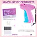 Stitch Gun for Clothes, Stitchy Quick Clothing Fixer, Micro Tagging Gun for Clothing, Mini Sticky Sewing Gun, Stitch Fix Gun, Includes 6 Needles, 1 Scissors, 2000 Black & 2000 White Fasteners, Pink Blue