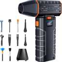 Compressed Air Duster - 100 - Gear Adjustable 130,000 RPM Rechargeable Cordless Electric Air Duster with Display Screen, Mini Dust Blower for Computer, Keyboard, Home, Car Cleaning (Black + Orange)