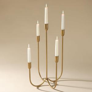 Perfnique 5-Candle Iron Candelabra, 17 Inch Antique Brass Gold Candle Holder, Hand-Forged Cast Gold Candle Holder for Wedding, Event, Christmas & Dining, Table Centerpiece Dcor